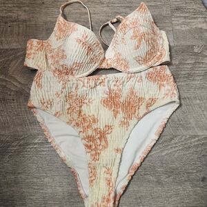 Triangl Swimwear Floral Bikini in Cream and Orange